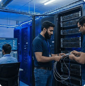 Visual of network and server infrastructure management for business operations