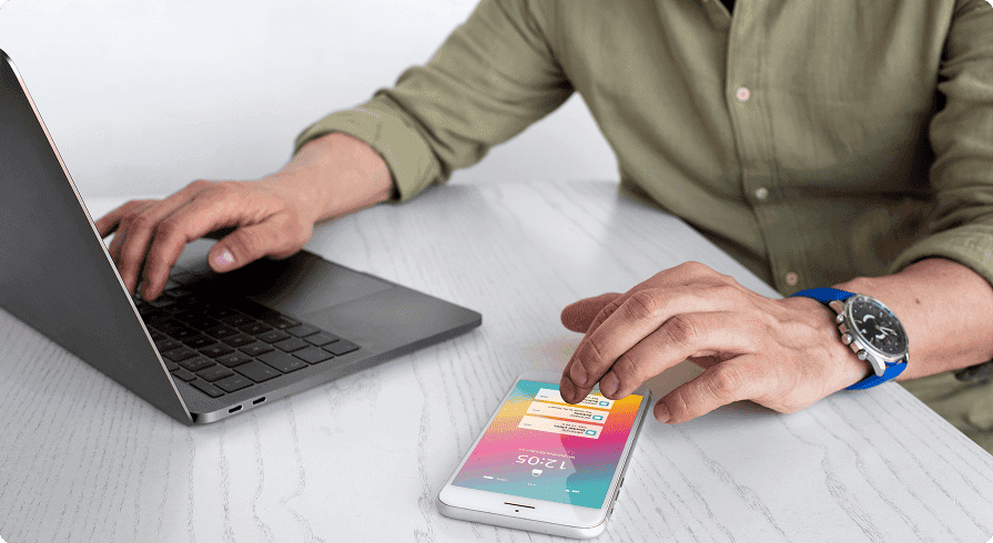 Illustration showcasing iOS app development services with modern iPhone interfaces and Apple-focused mobile solutions.