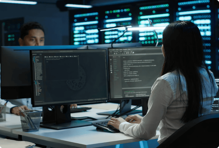 Cybersecurity threat protection graphic with secure shield and alerts